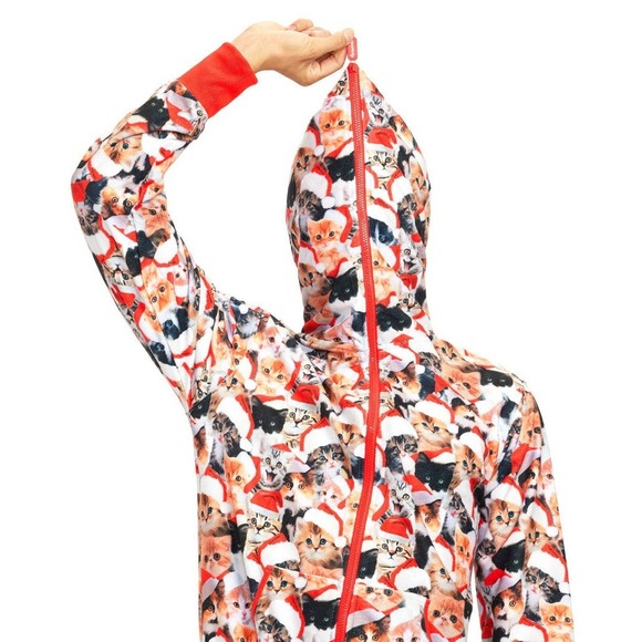 New Tipsy Elves Men's Meowy Catmus Jumpsuit Size L - Picture 2 of 8